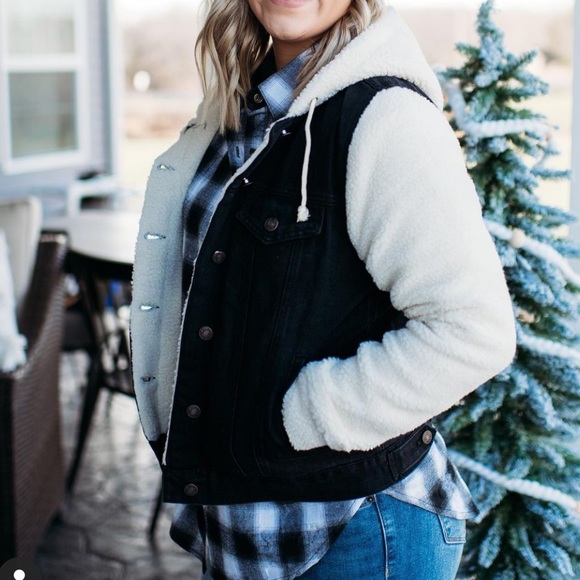 Love Tree Denim and Fleece Jacket - Picture 1 of 6